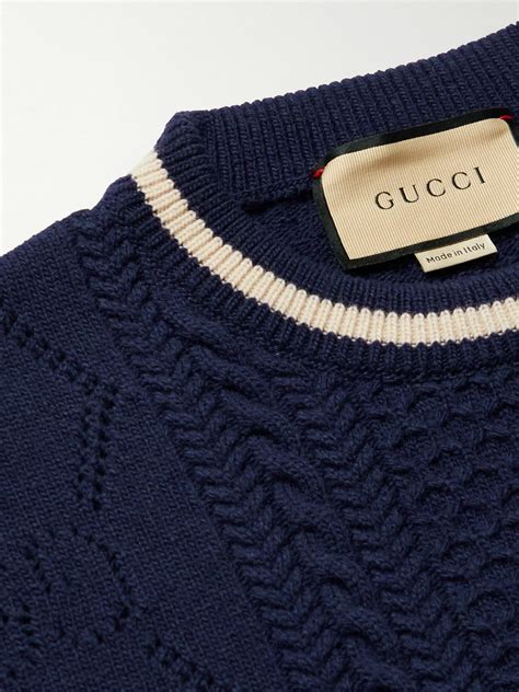 gucci cable- and pointelle-knit wool sweater|Gucci Sweaters & Cardigans for Men .